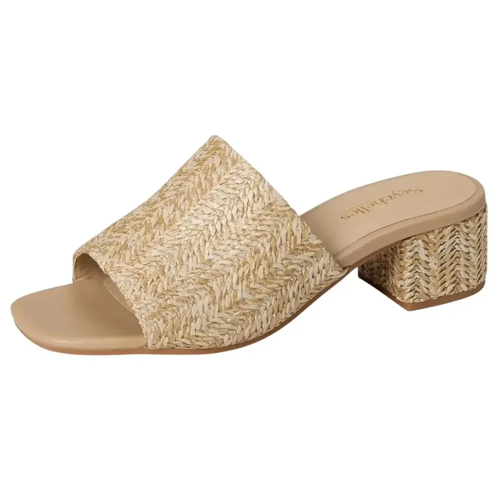 Seychelles Womens Pepper Raffia Heeled Sandal US 9 Natural Beige EUC